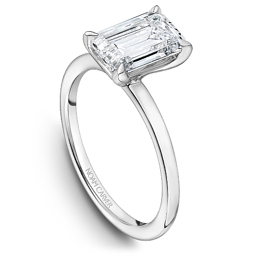 Noam Carver White Gold Emerald Cut High Polish Solitaire Engagement Ring