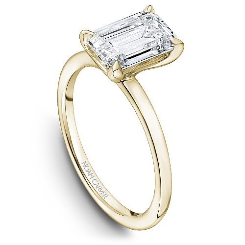 Noam Carver Yellow Gold Emerald Cut High Polish Solitaire Engagement Ring