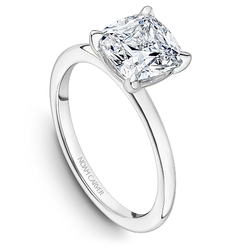 Noam Carver White Gold High Polish Cushion Cut Solitaire Engagement Ring