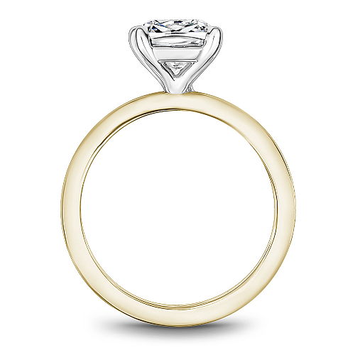Noam Carver Two-Tone Yellow & White High Polish Cushion Cut Solitaire Engagement Ring
