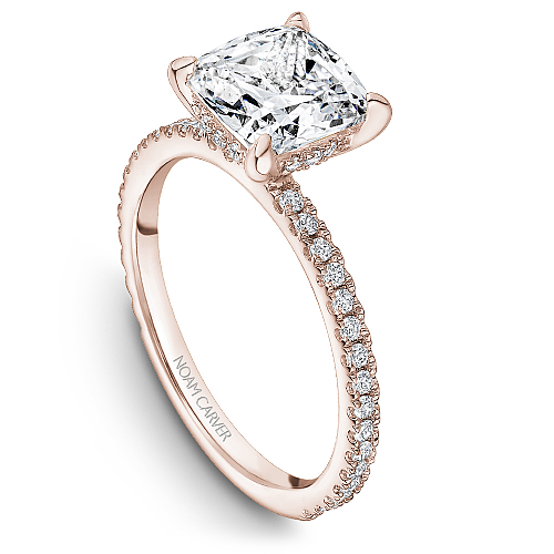 Noam Carver Rose Gold Hidden Halo French Set Diamond Engagement Ring