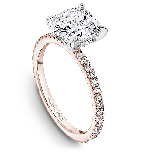 Noam Carver Rose & White Gold Hidden Halo French Set Diamond Engagement Ring