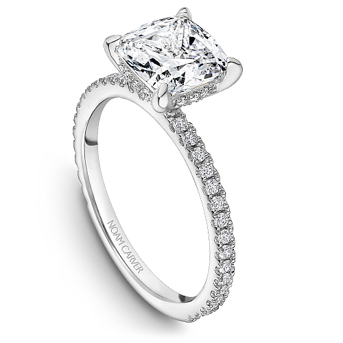 Noam Carver White Gold Hidden Halo French Set Diamond Engagement Ring