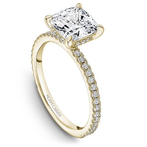 Noam Carver Yellow Gold Hidden Halo French Set Diamond Engagement Ring