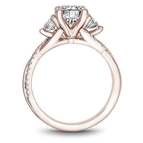 Noam Carver Rose Gold Twisted Shank Three Stone Diamond Engagement Ring