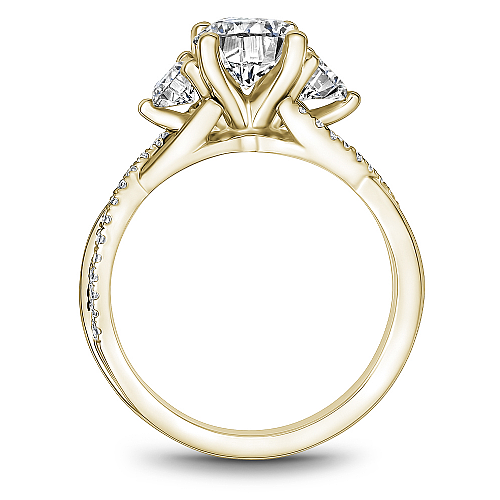 Noam Carver Yellow Gold Twisted Shank Three Stone Diamond Engagement Ring