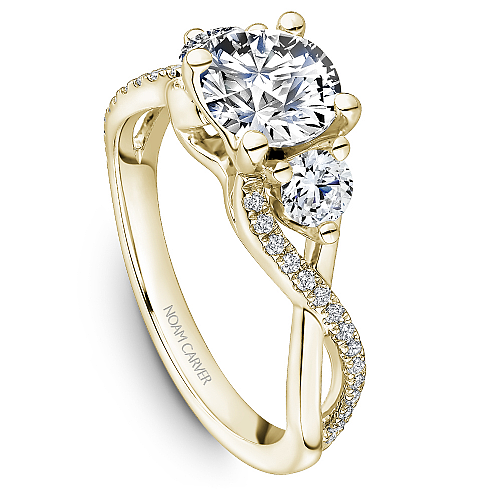 Noam Carver Yellow Gold Twisted Shank Three Stone Diamond Engagement Ring