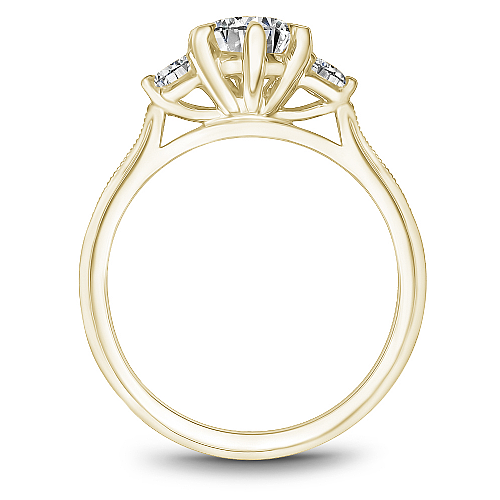 Noam Carver Yellow Gold High Polish Oval Cut Three Stone Diamond Engagement Ring