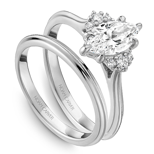 Noam Carver White Gold Knife Edge Diamond Wedding Ring Set