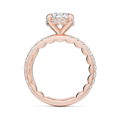 Noam Carver Rose Gold Luna Round Cut Hidden Halo Side Prong Set Diamond Engagement Ring- 2.2mm Shank 