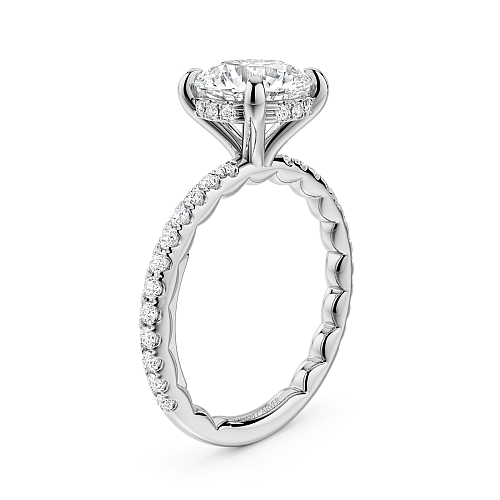 Noam Carver White Gold Luna Round Cut Hidden Halo Side Prong Set Diamond Engagement Ring- 1.8mm Shank 