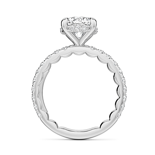 Noam Carver White Gold Luna Round Cut Hidden Halo Side Prong Set Diamond Engagement Ring- 2.2mm Shank 