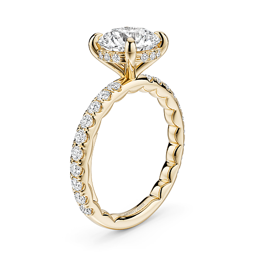 Noam Carver Yellow Gold Luna Round Cut Hidden Halo Side Prong Set Diamond Engagement Ring - 2.2mm Shank 