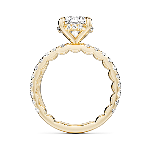 Noam Carver Yellow Gold Luna Round Cut Hidden Halo Side Prong Set Diamond Engagement Ring- 2.2mm Shank 