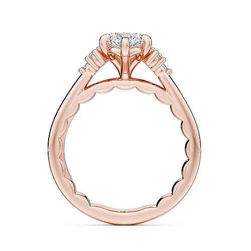 Noam Carver Rose Gold Luna Marquise Cut Cluster Diamond Engagement Ring