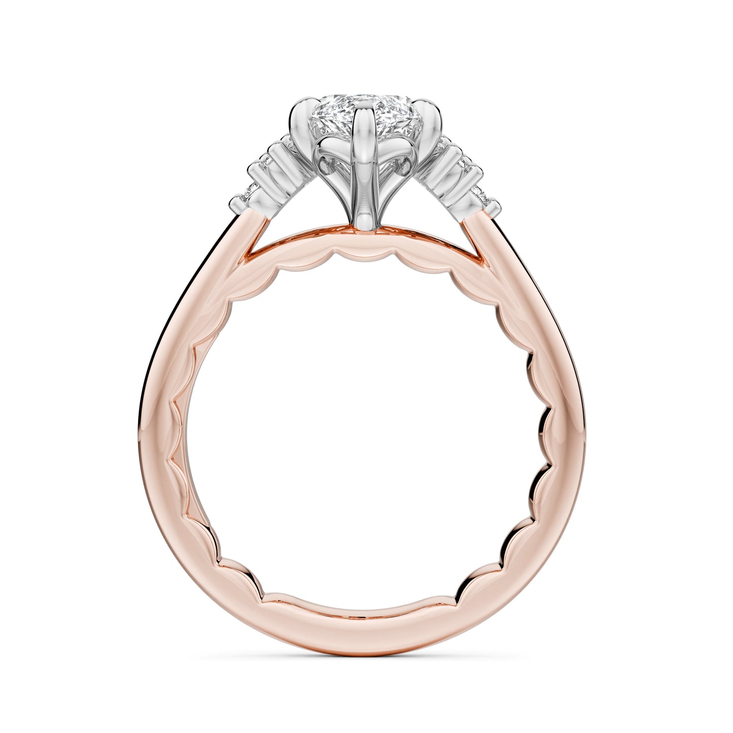 Noam Carver Two-Tone Rose & White Gold Luna Marquise Cut Cluster Diamond Engagement Ring