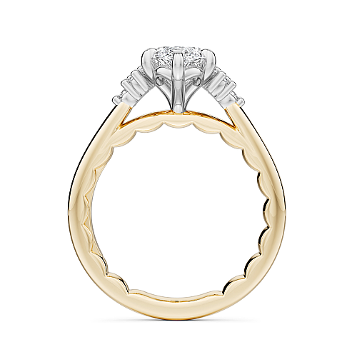 Noam Carver Two-Tone Yellow & White Gold Luna Marquise Cut Cluster Diamond Engagement Ring