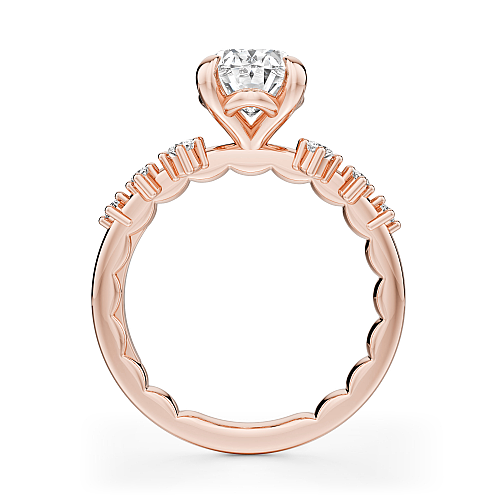 Noam Carver 14K Rose Gold Luna Round Cut Scattered Side Diamond Engagement Ring