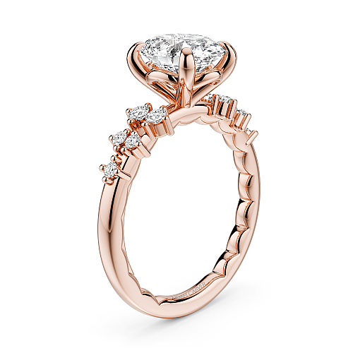 Noam Carver 14K Rose Gold Luna Round Cut Scattered Side Diamond Engagement Ring