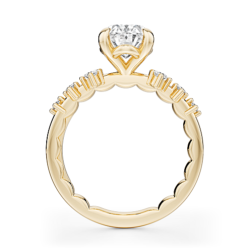 Noam Carver 14K Yellow Gold Luna Round Cut Scattered Side Diamond Engagement Ring