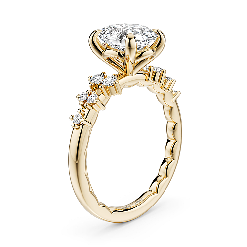 Noam Carver 14K Yellow Gold Luna Round Cut Scattered Side Diamond Engagement Ring