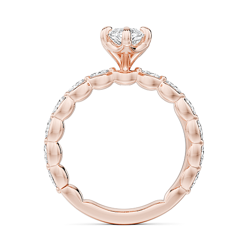 Noam Carver Rose Gold Luna Marquise Cut East-West Set Side Diamond Engagement Ring