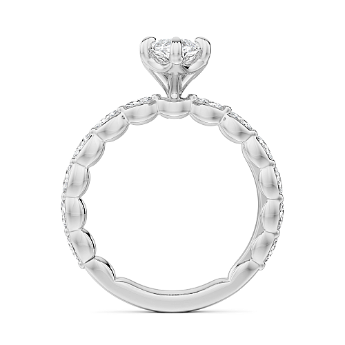 Noam Carver White Gold Luna Marquise Cut East-West Set Side Diamond Engagement Ring