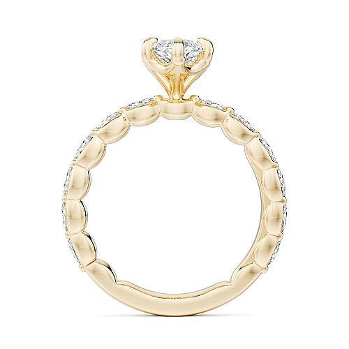 Noam Carver Yellow Gold Luna Marquise Cut East-West Set Side Diamond Engagement Ring