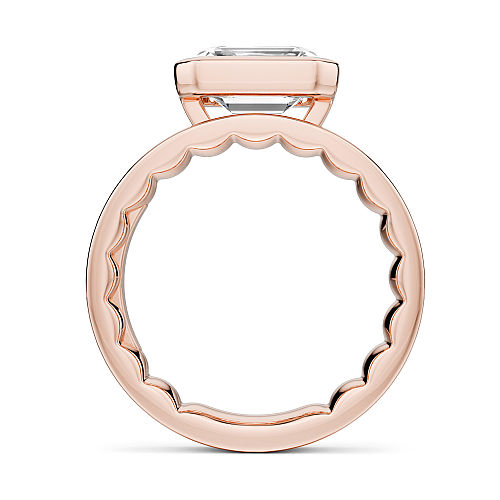 Noam Carver 14K Rose Gold Luna Cigar Bezel Set Emerald Off-Center Diamond Engagement Ring