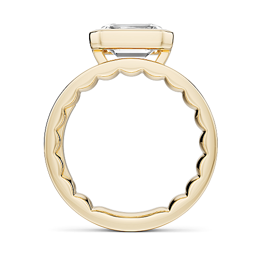 Noam Carver 14K Yellow Gold Luna Cigar Bezel Set Emerald Off-Center Diamond Engagement Ring