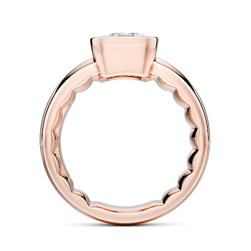 Noam Carver Rose Gold Luna Cigar Bezel Set Emerald Diamond Engagement Ring