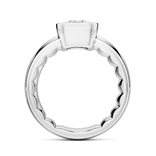 Noam Carver White Gold Luna Cigar Bezel Set Emerald Diamond Engagement Ring