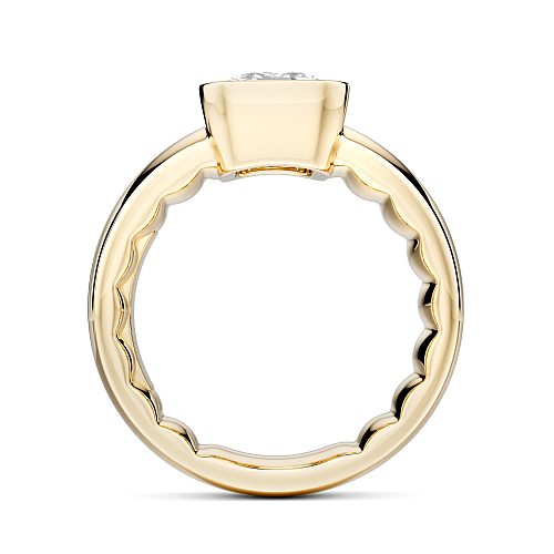 Noam Carver Yellow Gold Luna Cigar Bezel Set Emerald Diamond Engagement Ring