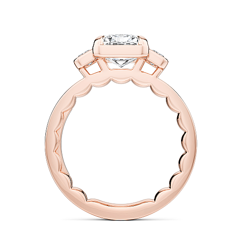 Noam Carver Rose Gold Luna Cigar Three Stone Emerald Diamond Engagement Ring