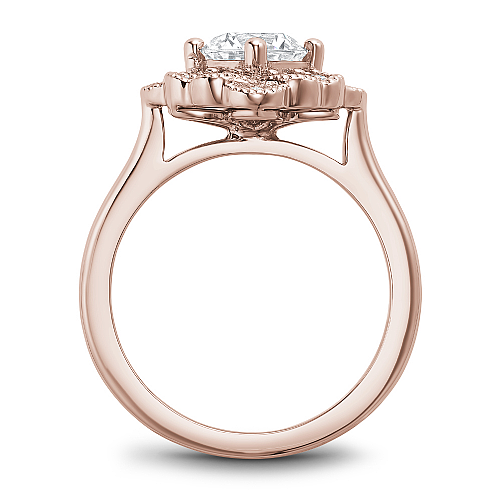Noam Carver Rose Gold Floral Halo Diamond Engagement Ring