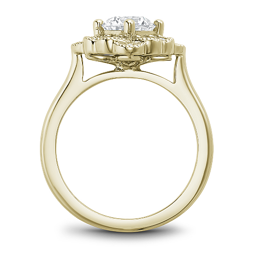 Noam Carver Yellow Gold Floral Halo Diamond Engagement Ring