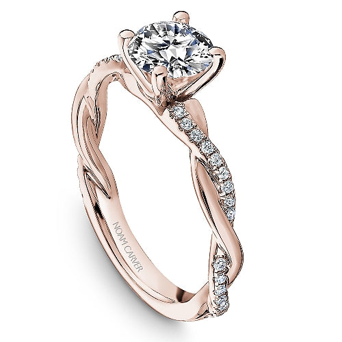 Noam Carver Rose Gold  Round Cut Twist Diamond Engagement Ring
