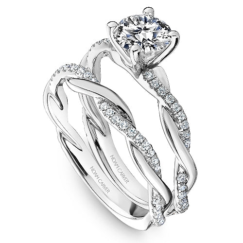 Noam Carver White Gold Round Cut Twist Diamond Wedding Ring Set