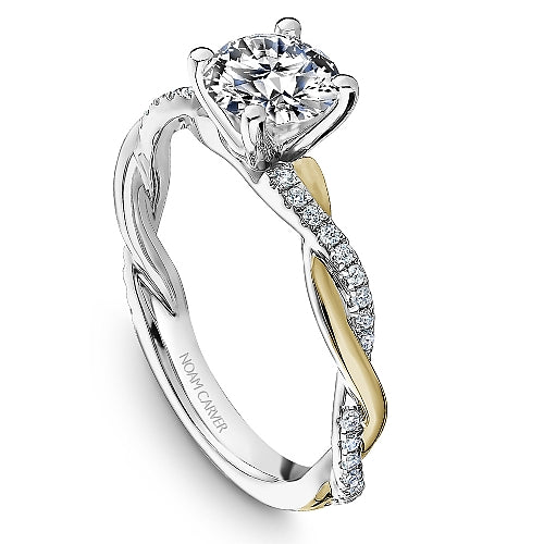 Noam Carver White & Yellow Gold  Round Cut Twist Diamond Engagement Ring