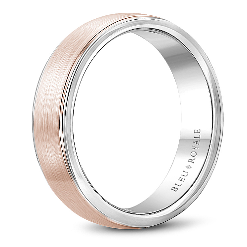 Bleu Royale 14K Rose & White Gold Sandpaper Finish Men's Wedding Band