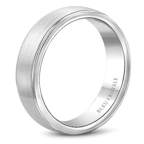Bleu Royale 14K White Gold Sandpaper Finish Men's Wedding Band