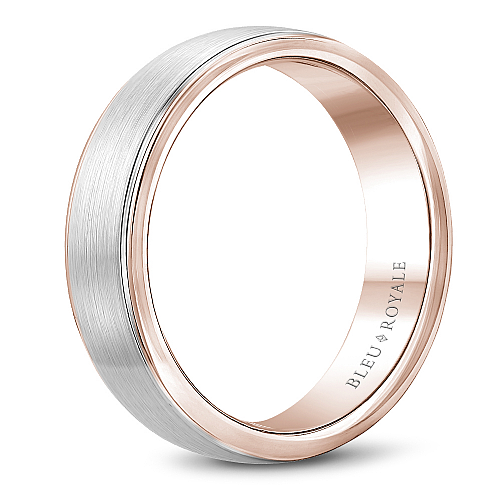 Bleu Royale 14K White & Rose Gold Sandpaper Finish Men's Wedding Band