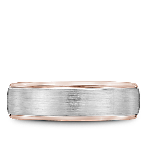 Bleu Royale 14K White & Rose Gold Sandpaper Finish Men's Wedding Band