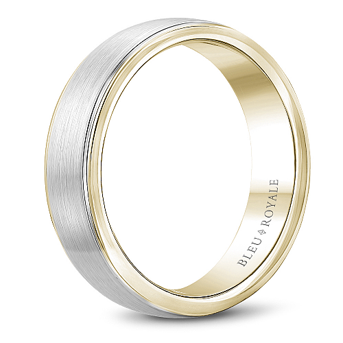 Bleu Royale 14K White & Yellow Gold Sandpaper Finish Men's Wedding Band