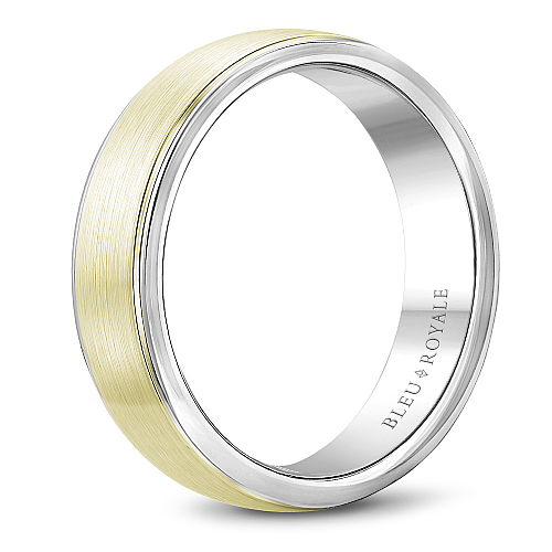 Bleu Royale 14K Yellow & White Gold Sandpaper Finish Men's Wedding Band
