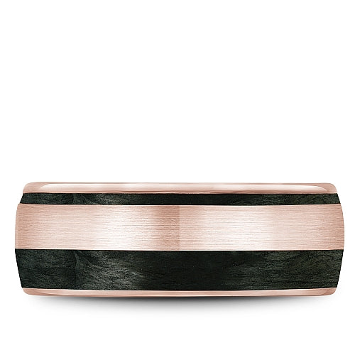 Bleu Royale Rose Gold Double Black Carbon Stripe Wedding Band