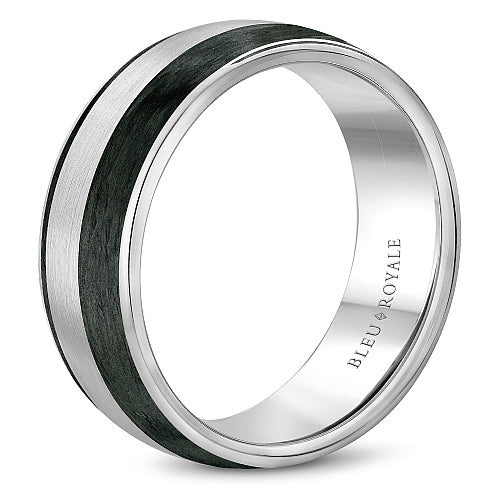 Bleu Royale White Gold Double Black Carbon Stripe Wedding Band