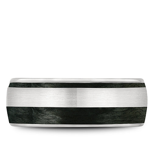 Bleu Royale White Gold Double Black Carbon Stripe Wedding Band