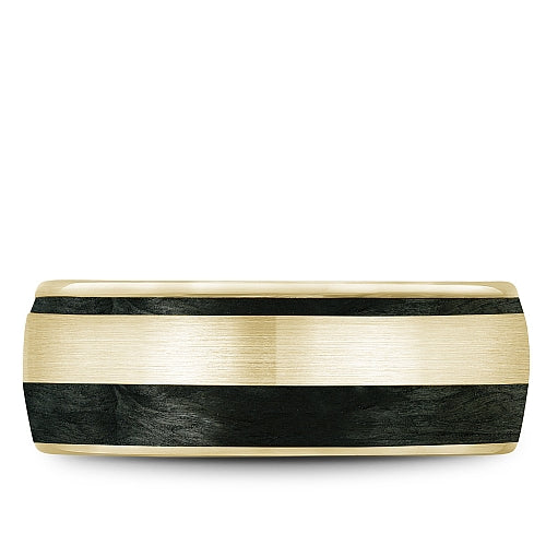 Bleu Royale Yellow Gold Double Black Carbon Stripe Wedding Band
