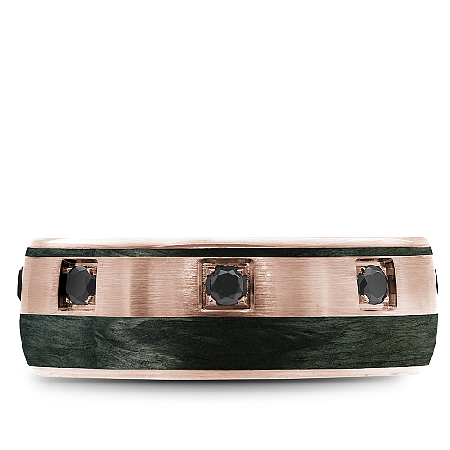 Bleu Royale Rose Gold Black Diamond & Carbon Stripe Wedding Band